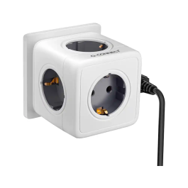 Q-connect Regleta Cubo 5 en 1 Directo a Pared, 5 Tomas de Corriente, 75x75x112mm