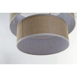 DKD Home Decor Lámpara de Techo Balinesa de Poliéster y Ratán Marrón y Blanco, 40x40x32 cm (2 Unidades), Bombilla E27