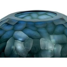 DKD Home Decor Jarrón Moderno Azul Petroleo Cristal 33 x 33 x 14 cm