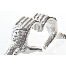 DKD Home Decor Decoración Moderna de Aluminio Plateado con Corazones - 31 cm Ancho, 6 cm Largo, 12 cm Alto (2 Unidades)