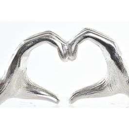 DKD Home Decor Decoración Moderna de Aluminio Plateado con Corazones - 31 cm Ancho, 6 cm Largo, 12 cm Alto (2 Unidades)