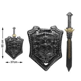 Escudo y Espada Vikingos con Detalles en Dorado 65x37 cm - Set para Disfraces y Decoración Precio: 4.79000038. SKU: B1943RF68J