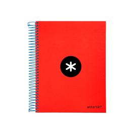 Antartik Cuaderno Espiral Micro A5 Tapa Forrada 120 Hojas 90g Liso Con Bandas 6 Taladros Rojo