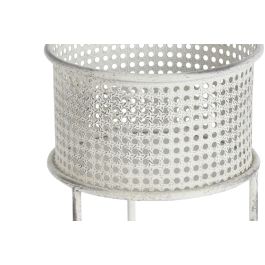 DKD Home Decor Macetero Vintage de Metal (100% Metal), Set de 2 unidades, Color Blanco y Gris, Medidas 33 x 33 x 70 cm