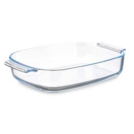 Vivalto Bandeja Rectangular de Borosilicato con Asas 3800Ml Transparente 38x25.4x6.5 cm (Set de 6)