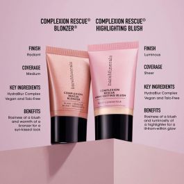 Bare Minerals COMPLEXION RESCUE Colorete Iluminador Gel-Crema Peach Glow 15ml - Hidratante, Larga Duración, Vegano, Sin Parabenos
