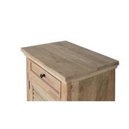 GINER Y COLOMER Mesita de Noche de Madera Maciza de Mango con Puerta y Cajón, 65x55x40 cm