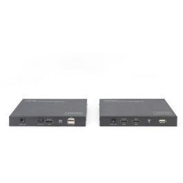 Digitus Extensor HDMI KVM 4K 70m, Kit Transmisor/Receptor, Cat6/7/8, Negro, Aluminio, USB, Versión 2.0
