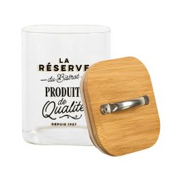 Cook Concept Tarro de Conservación Bistrot de Vidrio con Tapa de Bambú 700 ml - Cierre Hermético Cuadrado