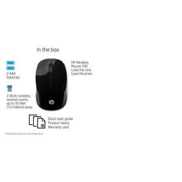 HP 200 Wireless Mouse, Económico Ambidextro, Diseño Ergonómico y Contorneado para Ambas Manos, Libertad de Movimiento Inalámbrica.