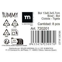 La Mediterranea Bol "Yummy" Blanco 12.8 x 9.1 x 5.5 cm (24 Unidades)