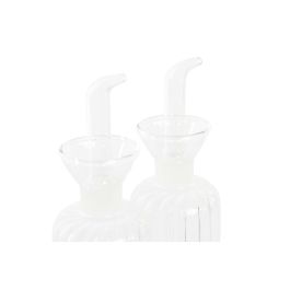 DKD Home Decor Set de 2 Aceitera Vinagrera Transparente Natural Borosilicato Acacia 7.5 x 21 x 14 cm