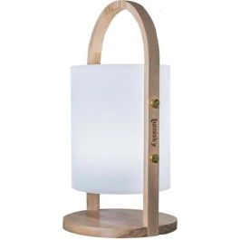 Lumisky Linterna Inalámbrica LED Woody H 37 cm Blanco Regulable IP44 Autonomía 10h Mango Madera Natural