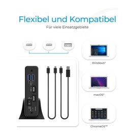 ICY BOX IB-382H-C31 Carcasa Externa HDD/SSD 2.5" / 3.5" USB 3.2 Gen 2 Tipo-C con Hub, SATA III, 10 Gbps, Hot-swap, Negro