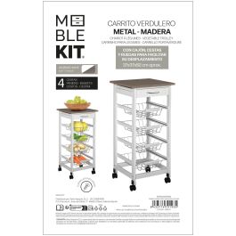 Inde Carrito Verdulero 4 Niveles C/Cajon 38 cm Ancho x 15.5 cm Alto x 76 cm Largo