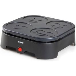 Crépiere Domo - 4 crepes - Patrones de emoji - Revetencia anti -adhesiva - 600W - L31 x L34 x H13 cm Crépiere Domo - 4 crepes - Patrones de emoji - Revetencia anti -adhesiva - 600W - L31 x L34 x H13 cm