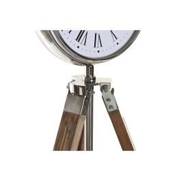DKD Home Decor Reloj de Pie Tradicional con Trípode, Color Natural y Plateado, de Aluminio y Madera de Mango, 83x45x36 cm