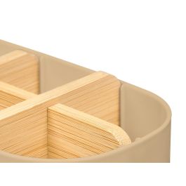 Berilo Organizador Plástico Bambú 5 Huecos Beige 17.8x10x8 cm (Set de 24)