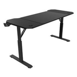 Mars Gaming Mesa Ergo 140x60 cm Black MGDERGO140 - Fibra de Carbono, Acero, Soporte para Cascos, Botellas, Gestión de Cables