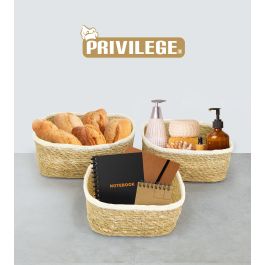 Privilege Set 3 Cestas Mimbre Cuadradas 23 cm, 20 cm, 17 cm (4 Cajas)