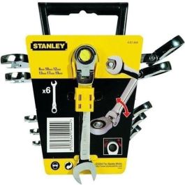 Stanley Juego de 6 llaves combinadas de trinquete con cabeza indexable 5° Acero Cromo Vanadio anticorrosión mate 10/12/13/16/17/19mm