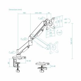 TooQ DB1733TNR-B Soporte Monitor de Escritorio Abrazadera para Pantallas 17-32" VESA 75x75/100x100 9kg Negro