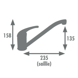 Edouard Rousseau Grifo de cocina mezclador Raeva Cromo Sin ducha de mano Certificación NF