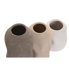 DKD Home Decor Jarrón Colección Vaset Urban de Gres Multicolor 9 x 24 x 9 cm - Set de 3 Piezas