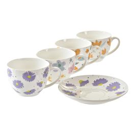 DKD Home Decor Taza Urban Set de 2 Piezas Porcelana Multicolor Blanco 9 x 7 x 12 cm 220ml