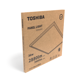 TOSHIBA 387601 Panel LED Cuadrado 60x60 cm, 36W, 6500K Luz Blanca Fría, Iluminación Interior