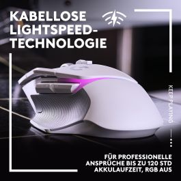 Logitech G502 X PLUS Ratón Óptico Inalámbrico Blanco LIGHTSPEED HERO 25K