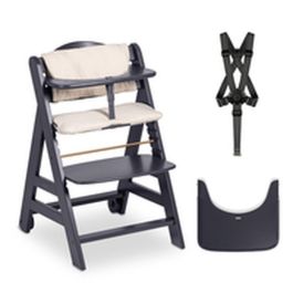 Hauck Trona Evolutiva BETA+ de Madera FSC con Arnés 5 Puntos y Ruedas - De 6 Meses a 90 kg - Blanco
