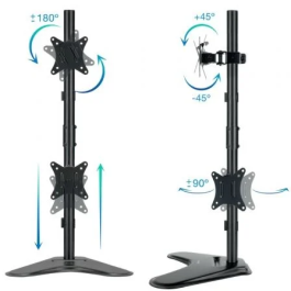 Tooq Soporte Sobremesa Doble Monitor DB1703TNV-B, Giratorio, Inclinable, para Pantallas 17'-32', hasta 9kg cada uno