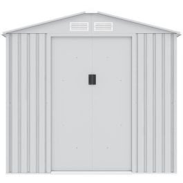 Caseta de jardín de metal 2,71 m² - 213 x 127 x 195 cm - Kit de anclaje incluido - Gris