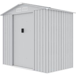 Caseta de jardín de metal 2,71 m² - 213 x 127 x 195 cm - Kit de anclaje incluido - Gris