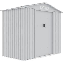 Caseta de jardín de metal 2,71 m² - 213 x 127 x 195 cm - Kit de anclaje incluido - Gris