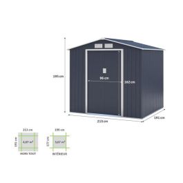 Caseta metálica de jardín 4,07m² - 2 puertas correderas - Gris antracita Caseta metálica de jardín 4,07m² - 2 puertas correderas - Gris antracita
