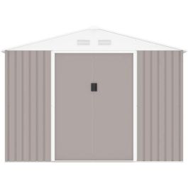 Caseta de jardín de acero 5,29 m² - Kit de anclaje incluido - Taupe