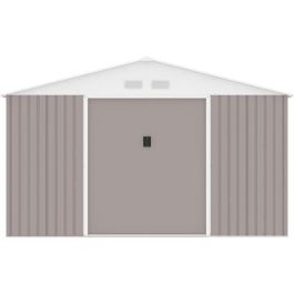 Caseta de jardín de metal 12,99 m² - 340 x 382 x 210 cm - Kit de anclaje incluido - Taupe