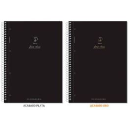 Pacsa cuaderno serie first class 120h a4 100 gr 5x5mm microperforado tapa negra relieve oro/plata surtidos -4u- Precio: 19.94999963. SKU: B13TAQF7B5