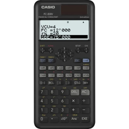 Casio Calculadora Científica FC-200 V-2 Solar-Pilas Programable 4 Líneas LCD 10+2 Dígitos Negro