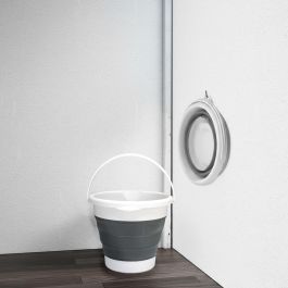 Inde Cubo Plegable 7 Litros, Cubo de Plástico con Asas, 27 x 27 x 23.5 cm, Capacidad 7L, Color Gris (12 Unidades)