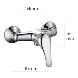 Edm Grifo Monomando de Ducha Empotrado Serie Saona Cromado con Accesorios Cartucho Cerámico Cuerpo Latón Mango Zinc