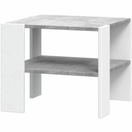 Mesa de centro PILVI con 2 bandejas - Estilo contemporáneo - Partículas de melamina - Decoración blanca y hormigón claro - L 55 x P 55 x H 45 cm