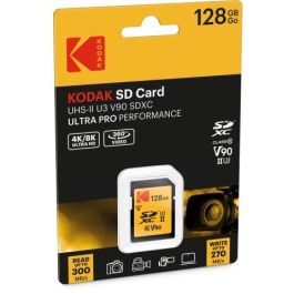 Kodak EKMSD128GUHS2V2K Tarjeta SDXC 128GB UHS-II U3 V90, Clase 10, Velocidad Lectura 300MB/s, Escritura 270MB/s