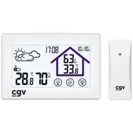 CGV MY METEO-1BM Estación Meteorológica Inalámbrica con Pantalla de Control Táctil, Función de Reloj y Calendario Integrados