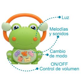 KioKids Juguete Musical Rana Verde con Luces, Sonidos Animales y Melodías, Educativo y Agarre Fácil para Bebés +12m