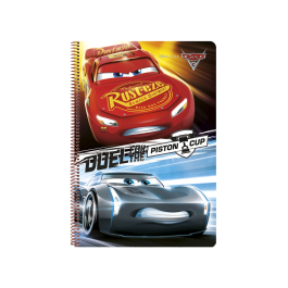Safta Cuaderno espiral folio 80 h 60 gr cuadro 4 mm tapa extradura Cars 3