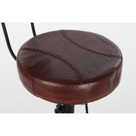 DKD Home Decor Taburete Vintage Piel y Metal Marron Negro 46 x 118 x 45 cm