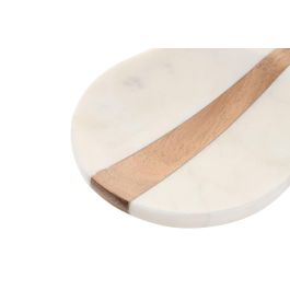 DKD Home Decor Soporte Cuchara de Mármol y Acacia Blanco Natural Apto Lavavajillas 23x11.5x1.8 cm